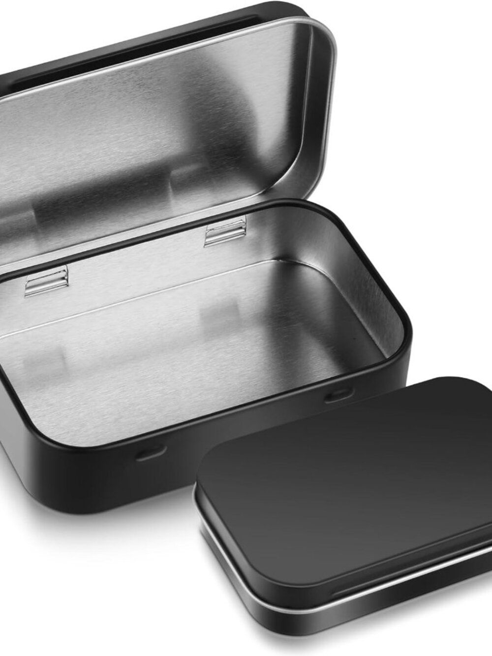 Black Metal Rectangular Empty Hinged Tins Metal Tin Box Small Tins with Lids for